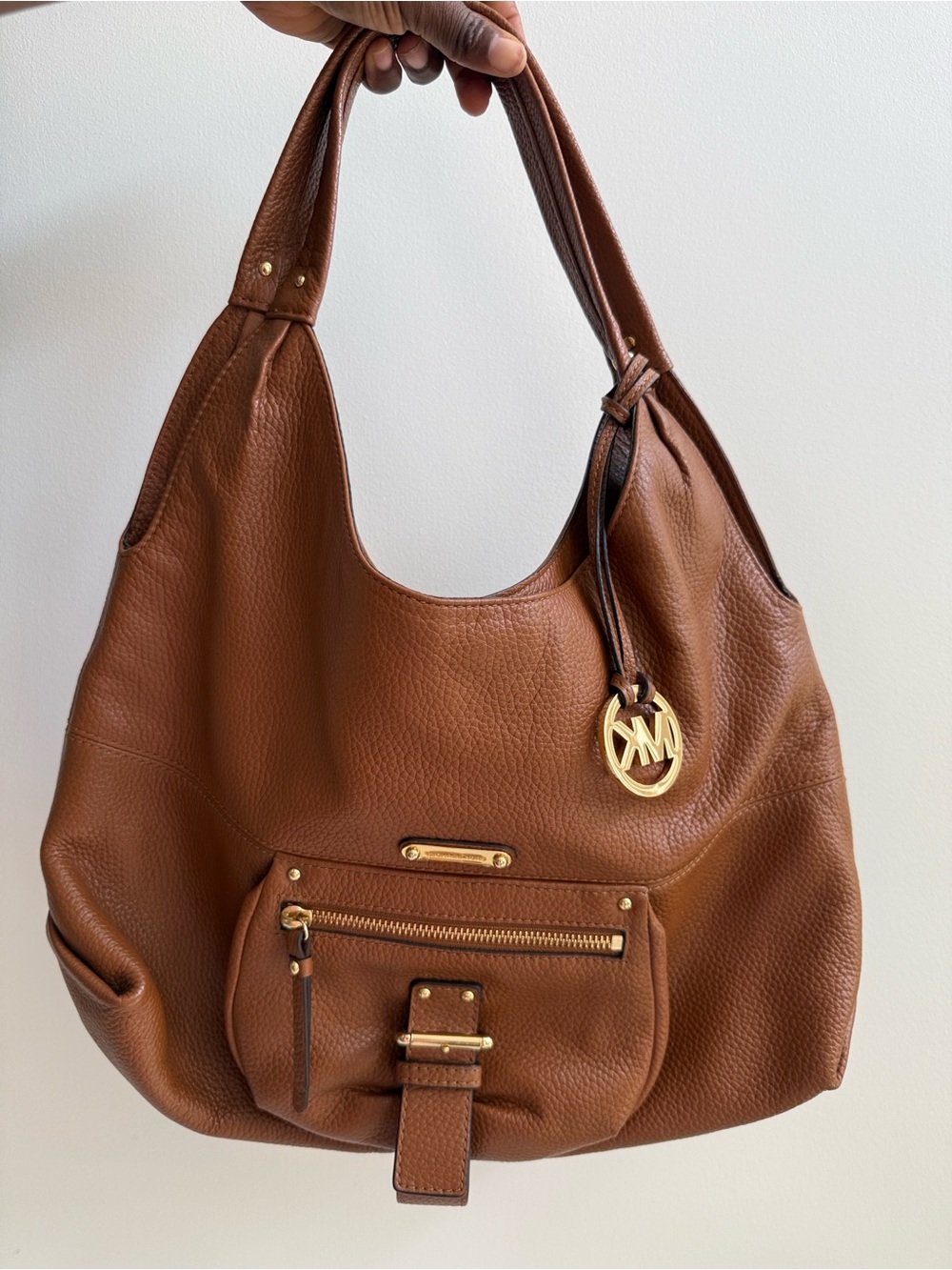 Michael Kors Fulton Brown Pebbled Leather Shoulder Bag - Picture 6 of 8